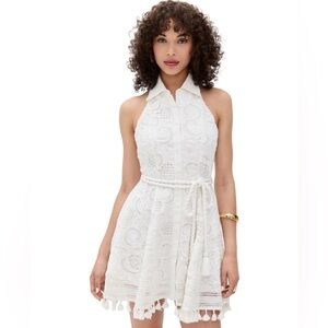 Alice + Olivia Lucy Eyelet Halter Mini Shirtdress/Size 8